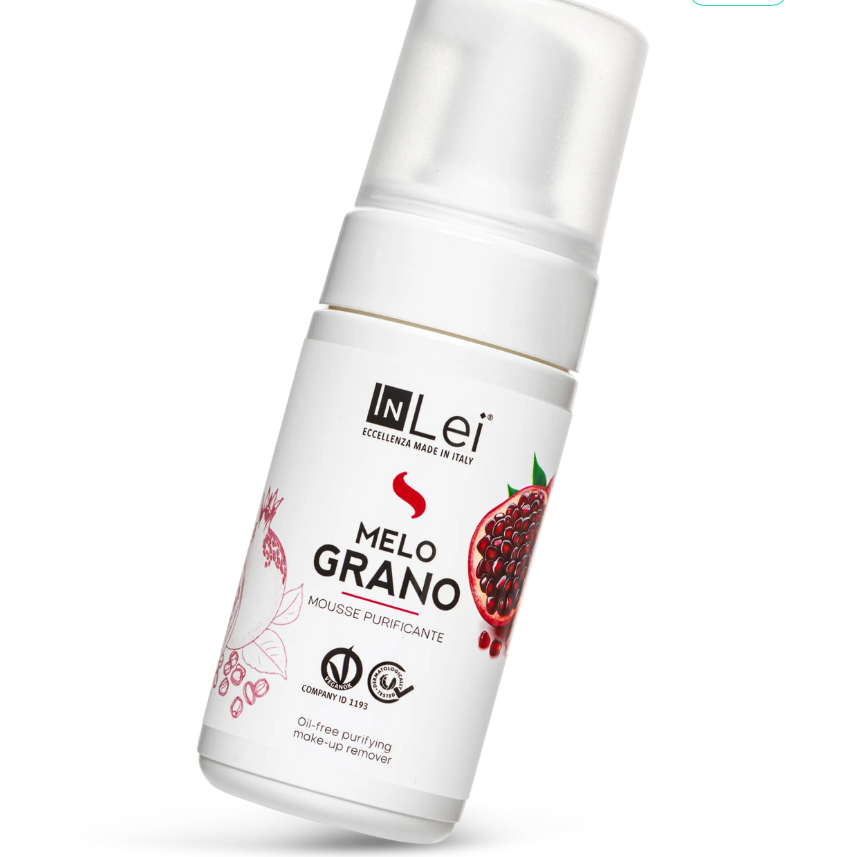 InLei® MOUSSE POMEGRANATE – cleansing and purifying makeup remover for eyelashes, eyebrows, and face – 100ml