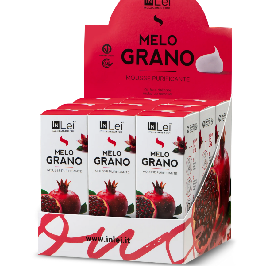 InLei® Pomegranate Mousse Cleanser Display – purifying makeup remover for eyelashes, eyebrows, and face 100ml