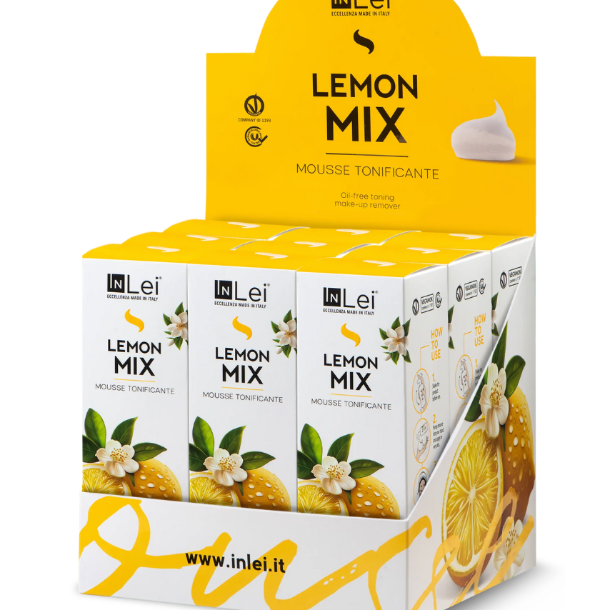 InLei® LEMON MIX MOUSSE DISPLAY – cleansing and toning mousse for eyelashes, eyebrows, and face 100ml