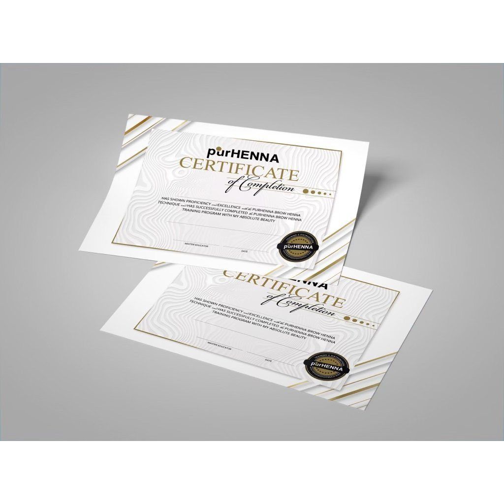 purHENNA® | Brow Henna | CERTIFICATE of Completion