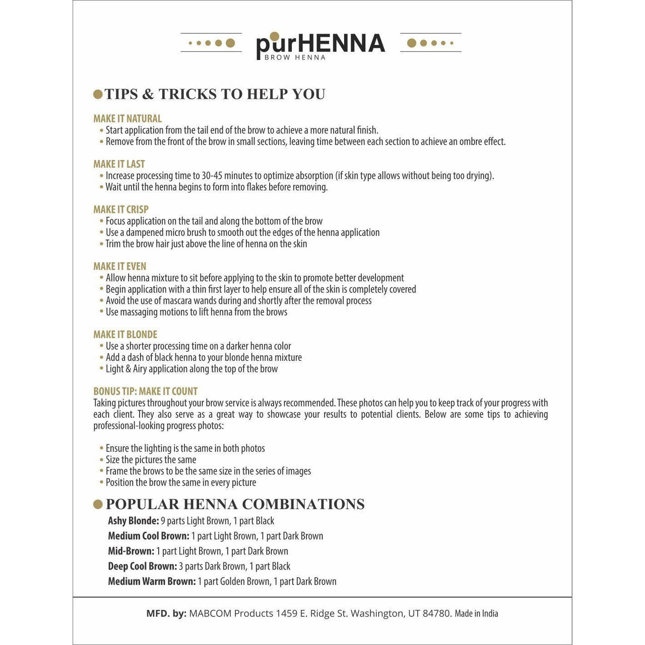 purHENNA® | Brow Henna Instructions (Free Download)